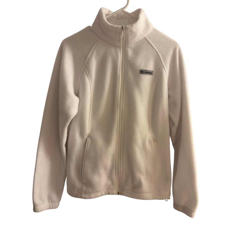 Columbia Full Zip Women's White Fleece Jacket Size Medium